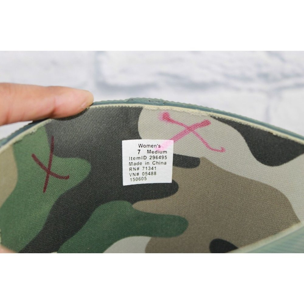 LL Bean Upland Wellies Dark Green Rubber Camo Tall Rain Boots Size 7 M - Picture 11 of 12